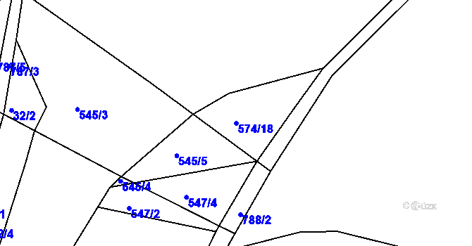 Parcela st. 574/18 v KÚ Příchvoj, Katastrální mapa