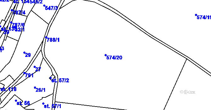 Parcela st. 574/20 v KÚ Příchvoj, Katastrální mapa