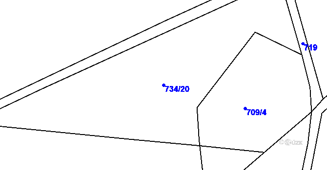 Parcela st. 734/20 v KÚ Příchvoj, Katastrální mapa