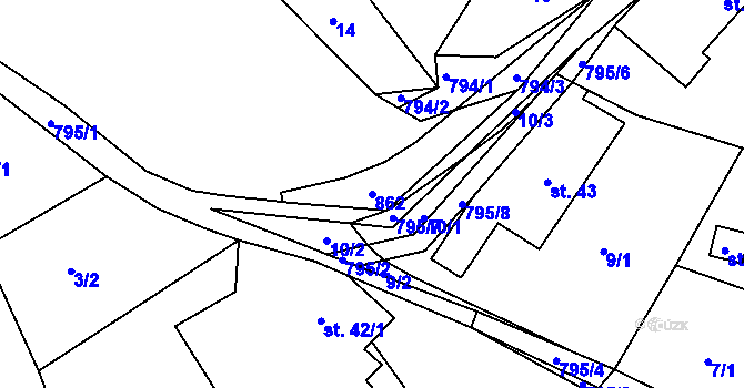 Parcela st. 862 v KÚ Příchvoj, Katastrální mapa