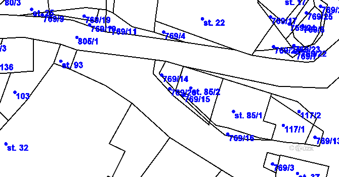 Parcela st. 769/20 v KÚ Příchvoj, Katastrální mapa