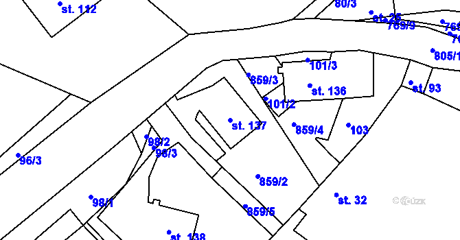 Parcela st. 137 v KÚ Příchvoj, Katastrální mapa