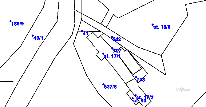 Parcela st. 17/1 v KÚ Rakov u Markvartic, Katastrální mapa