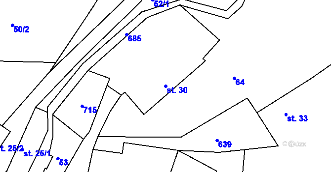 Parcela st. 30 v KÚ Rakov u Markvartic, Katastrální mapa