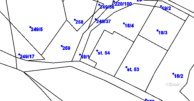 Parcela st. 54 v KÚ Rakov u Markvartic, Katastrální mapa
