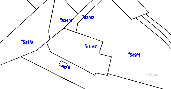 Parcela st. 57 v KÚ Rakov u Markvartic, Katastrální mapa
