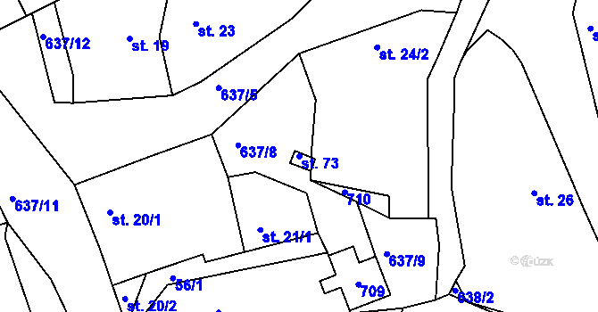 Parcela st. 73 v KÚ Rakov u Markvartic, Katastrální mapa