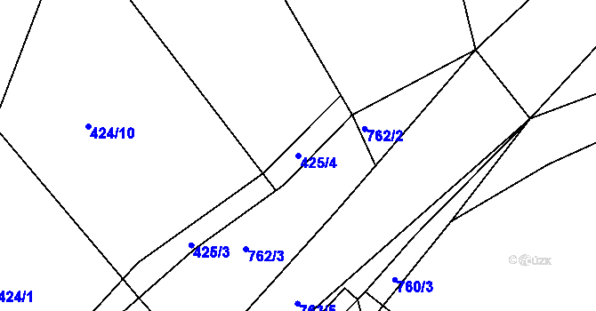 Parcela st. 425/4 v KÚ Rakov u Markvartic, Katastrální mapa