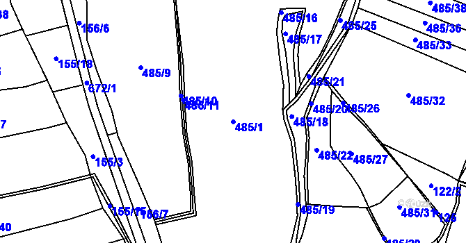 Parcela st. 485/1 v KÚ Rakov u Markvartic, Katastrální mapa