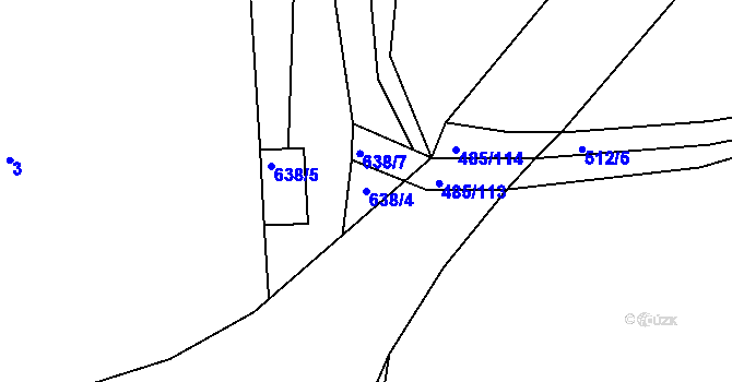 Parcela st. 638/4 v KÚ Rakov u Markvartic, Katastrální mapa