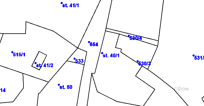 Parcela st. 40/1 v KÚ Rakov u Markvartic, Katastrální mapa
