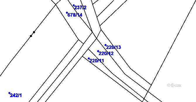 Parcela st. 220/12 v KÚ Rakov u Markvartic, Katastrální mapa