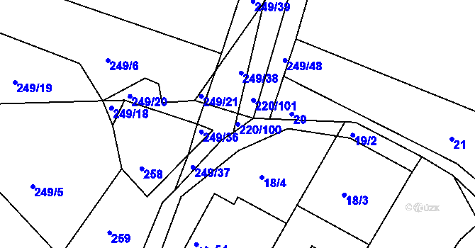 Parcela st. 220/100 v KÚ Rakov u Markvartic, Katastrální mapa