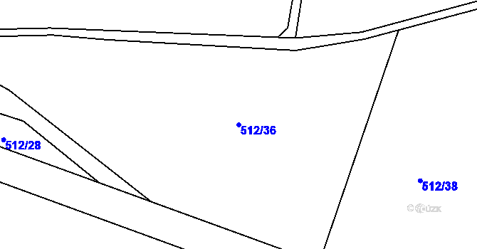 Parcela st. 512/36 v KÚ Rakov u Markvartic, Katastrální mapa