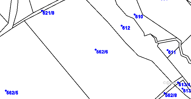 Parcela st. 562/6 v KÚ Rakov u Markvartic, Katastrální mapa