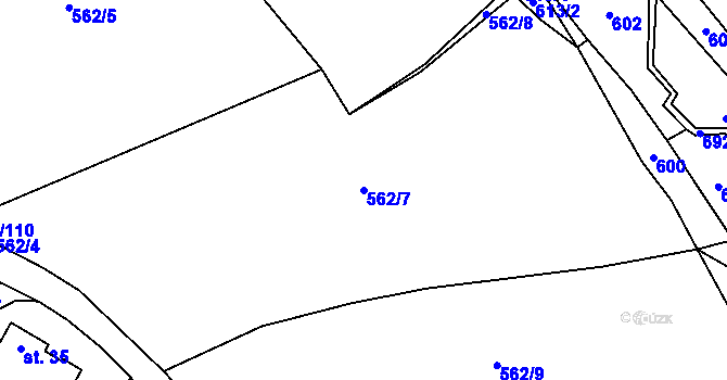 Parcela st. 562/7 v KÚ Rakov u Markvartic, Katastrální mapa