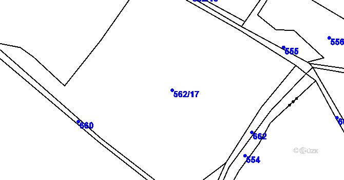 Parcela st. 562/17 v KÚ Rakov u Markvartic, Katastrální mapa
