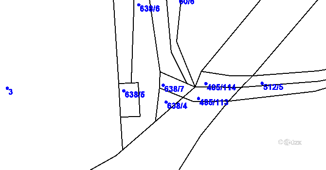 Parcela st. 638/7 v KÚ Rakov u Markvartic, Katastrální mapa