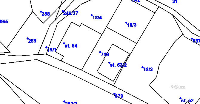 Parcela st. 719 v KÚ Rakov u Markvartic, Katastrální mapa