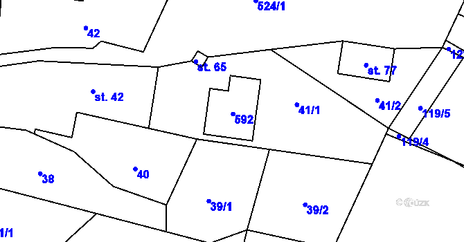 Parcela st. 66 v KÚ Skuřina, Katastrální mapa