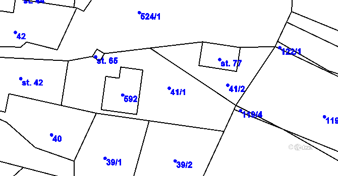Parcela st. 41/1 v KÚ Skuřina, Katastrální mapa
