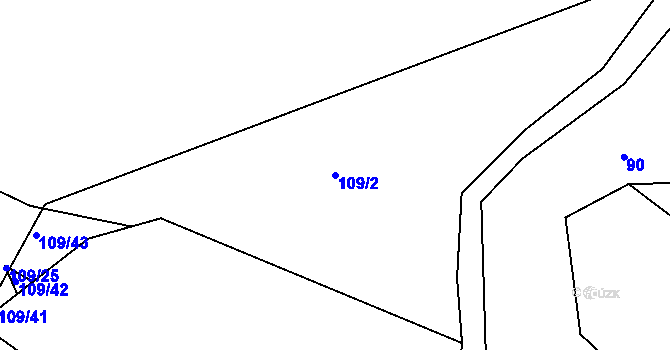 Parcela st. 109/2 v KÚ Skuřina, Katastrální mapa