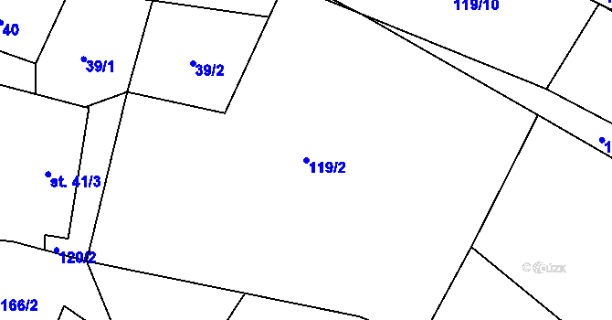 Parcela st. 119/2 v KÚ Skuřina, Katastrální mapa