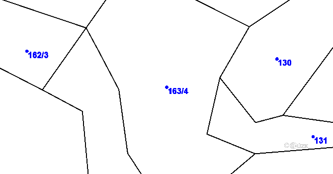 Parcela st. 163/4 v KÚ Skuřina, Katastrální mapa