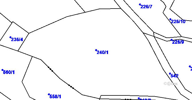 Parcela st. 240/1 v KÚ Skuřina, Katastrální mapa