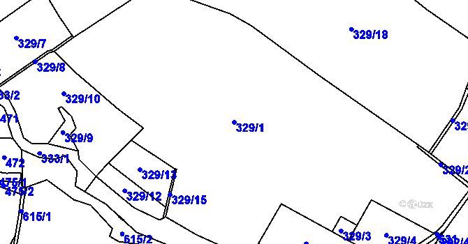 Parcela st. 329/1 v KÚ Skuřina, Katastrální mapa