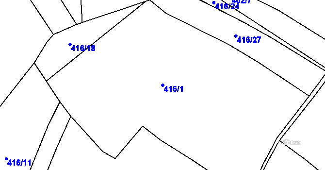 Parcela st. 416/1 v KÚ Skuřina, Katastrální mapa