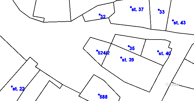 Parcela st. 524/2 v KÚ Skuřina, Katastrální mapa