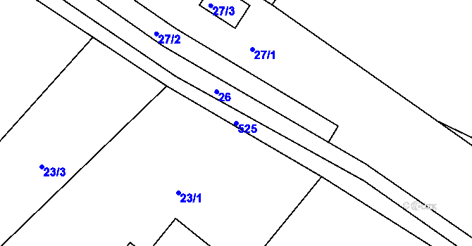 Parcela st. 525 v KÚ Skuřina, Katastrální mapa