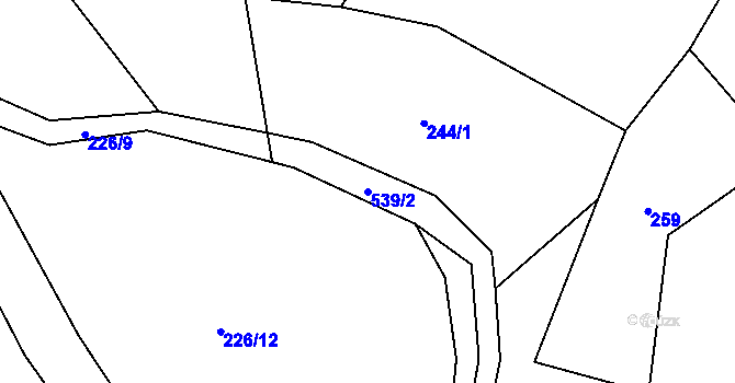 Parcela st. 539/2 v KÚ Skuřina, Katastrální mapa