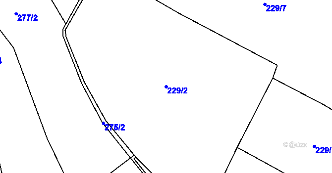 Parcela st. 229/2 v KÚ Skuřina, Katastrální mapa