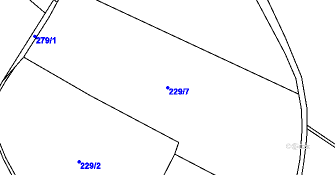 Parcela st. 229/7 v KÚ Skuřina, Katastrální mapa