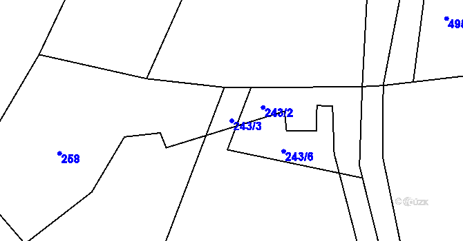 Parcela st. 243/3 v KÚ Skuřina, Katastrální mapa