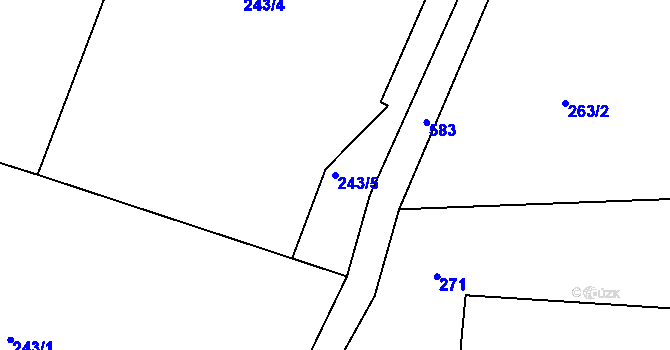 Parcela st. 243/5 v KÚ Skuřina, Katastrální mapa