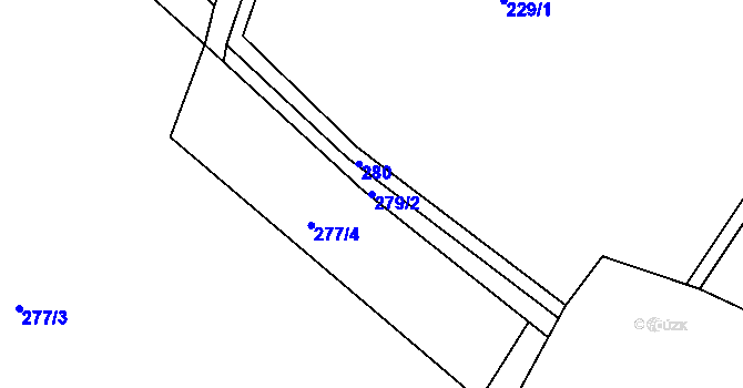 Parcela st. 279/2 v KÚ Skuřina, Katastrální mapa