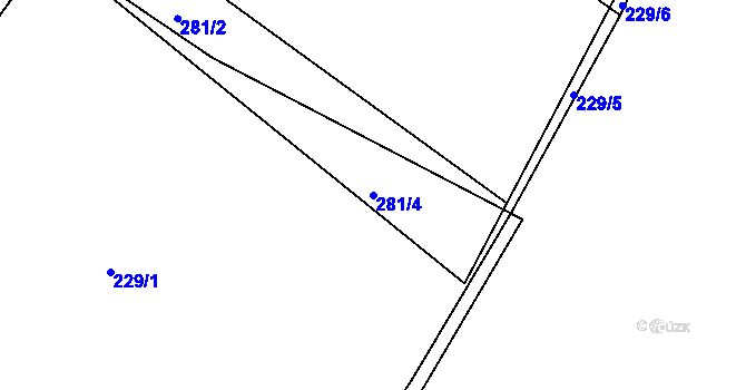 Parcela st. 281/4 v KÚ Skuřina, Katastrální mapa