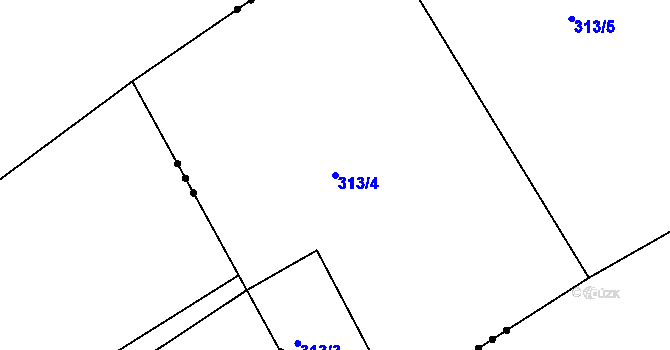 Parcela st. 313/4 v KÚ Skuřina, Katastrální mapa
