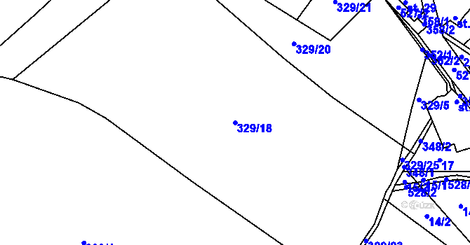 Parcela st. 329/18 v KÚ Skuřina, Katastrální mapa