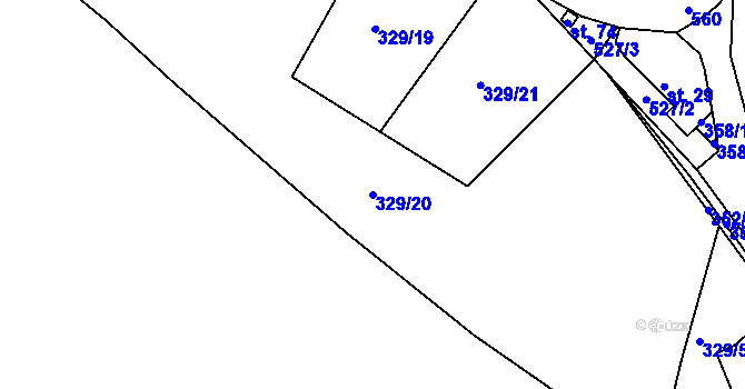 Parcela st. 329/20 v KÚ Skuřina, Katastrální mapa