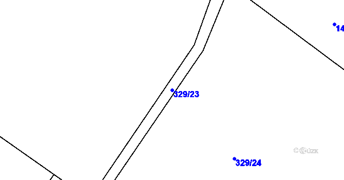 Parcela st. 329/23 v KÚ Skuřina, Katastrální mapa
