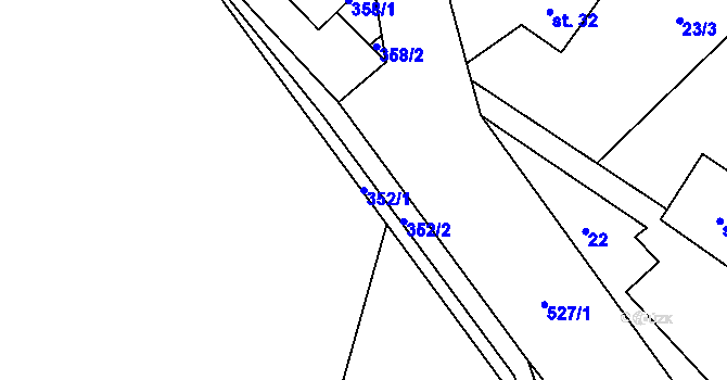 Parcela st. 352/1 v KÚ Skuřina, Katastrální mapa