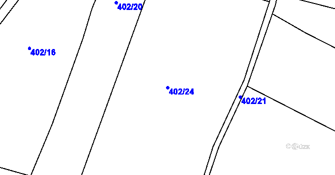 Parcela st. 402/24 v KÚ Skuřina, Katastrální mapa