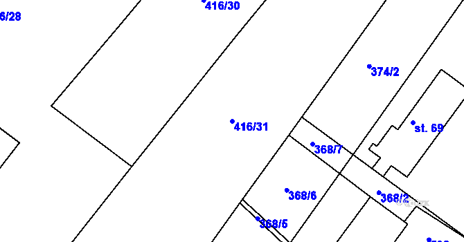 Parcela st. 416/31 v KÚ Skuřina, Katastrální mapa