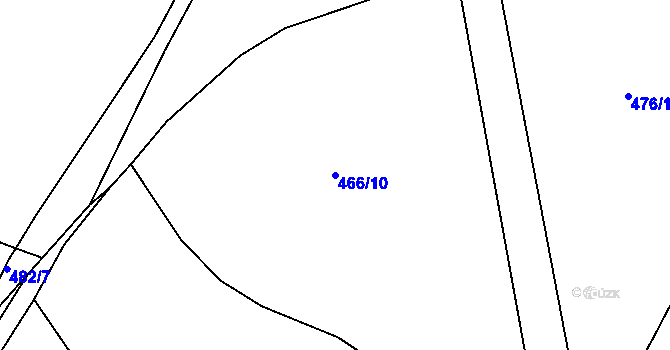 Parcela st. 466/10 v KÚ Skuřina, Katastrální mapa