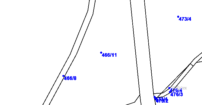 Parcela st. 466/11 v KÚ Skuřina, Katastrální mapa