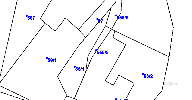 Parcela st. 556/5 v KÚ Skuřina, Katastrální mapa